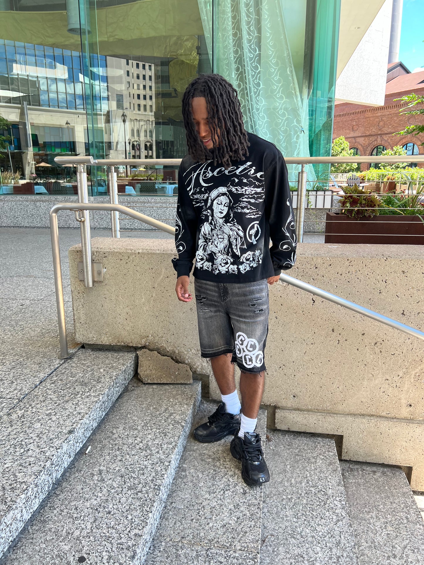 Ascetic "Thrive" acid wash long sleeve
