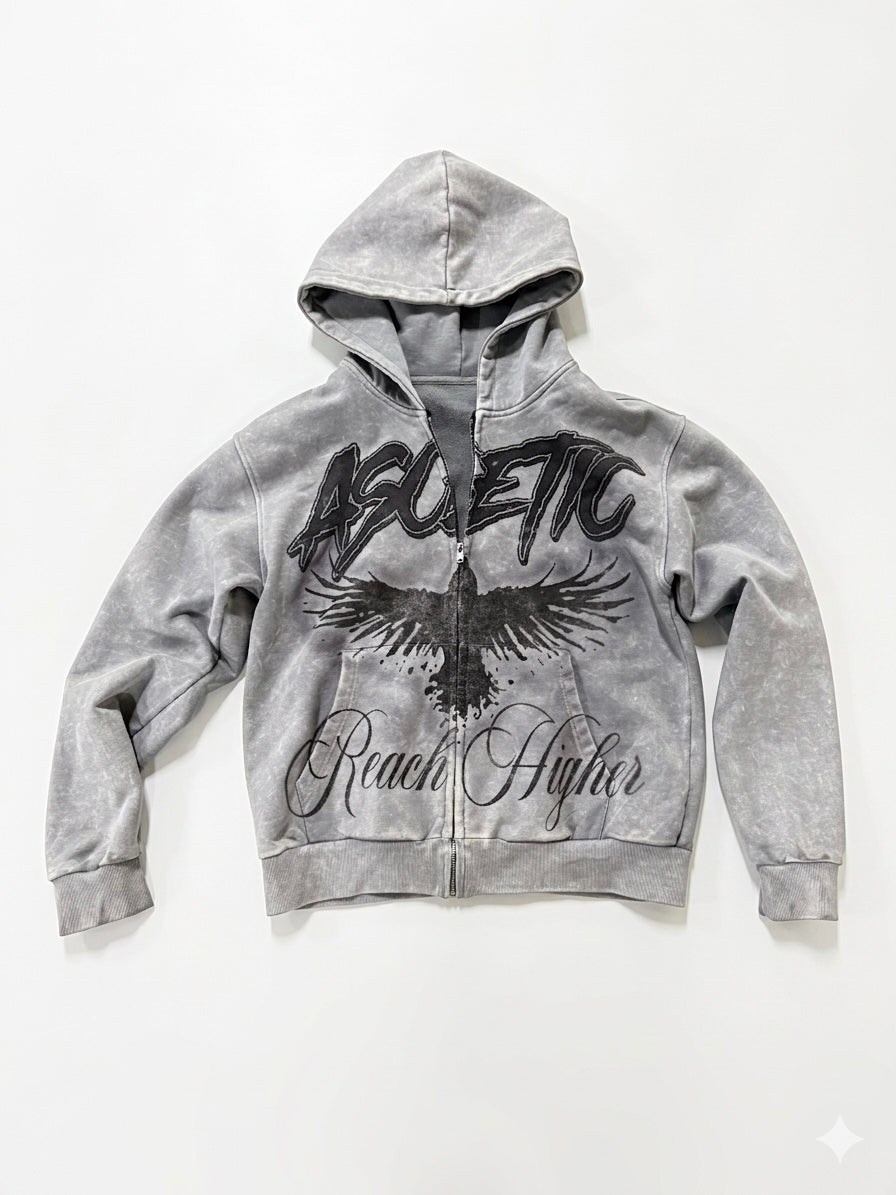 V2 Ascetic "Reach Higher" Acid Wash Hoodie