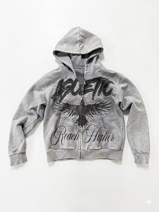V2 Ascetic "Reach Higher" Acid Wash Hoodie